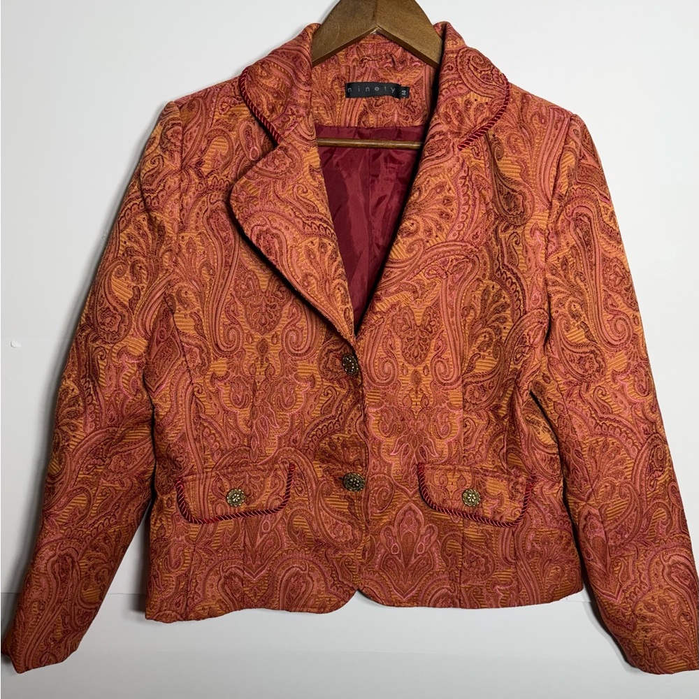 Ninety Paisley Copper & Pink Women's Brocade Jacket Blazer
